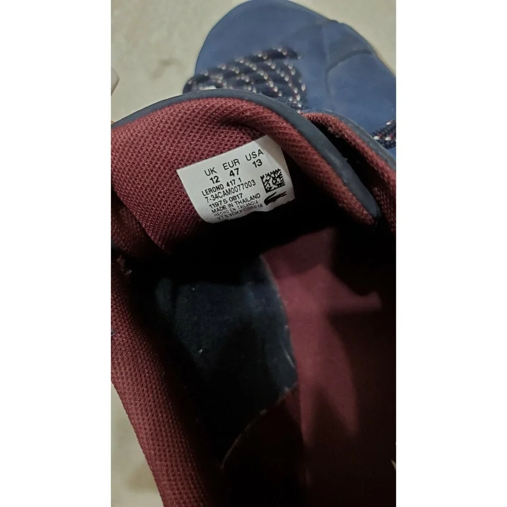 Lacoste Rubber Lerond Men's Navy Blue/Gray Shoes Size 13